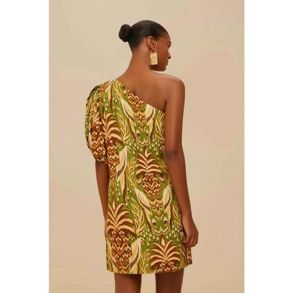 Farm Rio Green Pineapple Tapestry LENZING ECOVERO EUROFLAX Mini Dress Size S - Picture 2 of 4